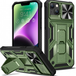 Husa de protectie compatibila cu iPhone 14 Plus 5G 2022 HWeggo, policarbonat/poliuretan, verde alpin, 6,7 inchi - Img 1