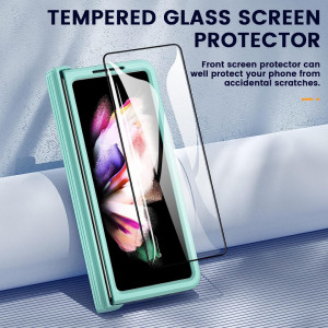 Husa de protectie compatibila cu Samsung Galaxy Z Fold 4 HWeggo, acrilic/poliuretan, piersic/albastru, 7,6 inchi - Img 3
