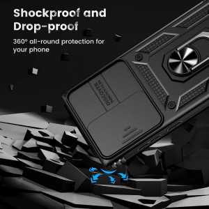 Husa de protectie cu inel compatibil cu Samsung Galaxy S23 ULTRA HWeggo, policarbonat/poliuretan, negru 6,8 inchi - Img 3