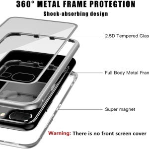 Husa de protectie fata-spate pentru iPhone 7/iPhone 8 BelloCase, metal/sticla, argintiu/transparent, 4,7 inchi