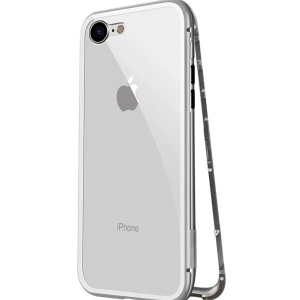 Husa de protectie fata-spate pentru iPhone 7/iPhone 8 BelloCase, metal/sticla, argintiu/transparent, 4,7 inchi