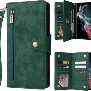 Husa de protectie flip pentru Samsung Galaxy M13 4G/A23 4G Atisijie, TPU/piele PU, verde inchis, 6,6 inchi