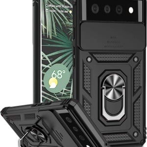 Husa de protectie pentru Google Pixel 6 Atisijie, TPU/metal, negru/argintiu, 6,4 inchi