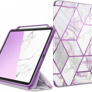 Husa de protectie pentru iPad PRO 2018/2020/2021 i-Blason, piele sintetica, alb/gri/violet, 11 inchi