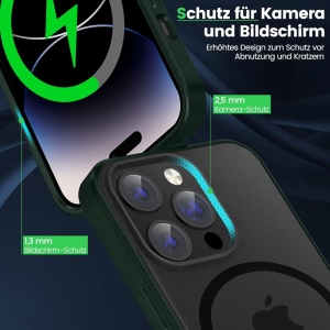 Husa de protectie pentru iPhone 14 Pro HuwaiH, TPU/PC, verde inchis, 6,1 inchi