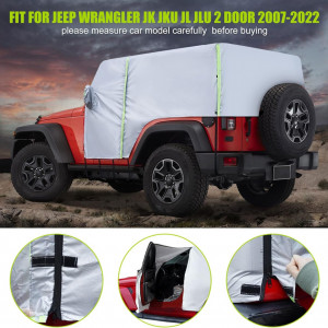 Husa de protectie pentru Jeep Wrangler cu 2 usi 2007-2021 Bigacover, panza Oxford, argintiu/verde - Img 4