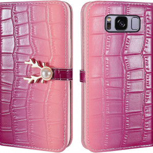 Husa de protectie pentru Samsung Galaxy S8 Aisenth, piele PU, violet/roz, 5.8 inchi