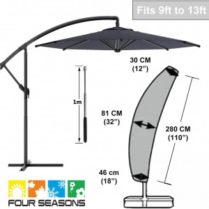 Husa de protectie pentru umbrela cu tija Zizwe, negru, poliester, 280 x 30 x 81 cm - Img 6