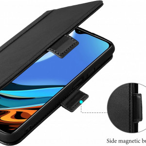 Husa de protectie  pentru Xiaomi Redmi 9T Rssviss, piele PU, negru, 6,53 inchi