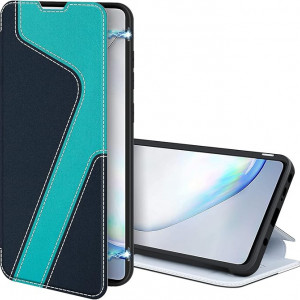 Husa de protectie telefon Samsung Galaxy Note 10 Lite, piele, albastru, 6.7 inchi