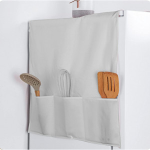 Husa impotriva prafului pentru frigider cu buzunare de depozitare Generic, PEVA, gri, 170 x 60 cm - Img 2