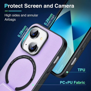 Husa magnetica pentru iPhone 13 UNDEUX, piele PU, violet, 6,1 inchi - Img 3