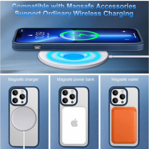 Husa pentru iPhone 13 Pro UNDEUX, piele PU, albastru, 6,1 inchi - Img 6