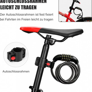 Incuietoare cu cifru pentru bicicleta NAUDILIFE, metal/plastic, negru, 120 cm 