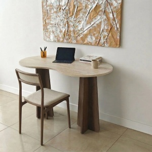 Infini birou 120x60x75 cm, PAL melaminat 18mm, travertin / nuc - Verificat A · Re-Bloom - Img 5