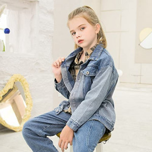 Jacheta de Jeans pentru copii Balipig, bumbac/poliester, albastru, 140, 6-7 ani - Img 3