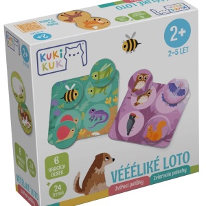 Joc educational pentru copii, Loto culori si animale, KuKiKuk Efko, 6 planse culori diferite, 24 jetoane, carton gros, animatii colorate haioase, varsta 2-5 ani - Img 1
