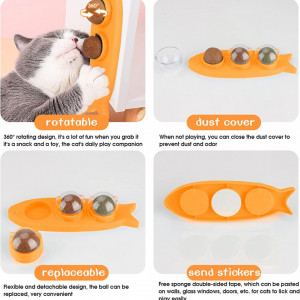 Jucarie cu bile capnic pentru pisici Tlater, portocaliu, 19 x 7 x 6 cm - Img 4