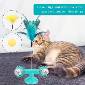 Jucarie interactiva pentru pisici GVAVIY, plastic, albastru/argintiu/galben - Img 3