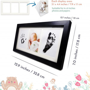 Kit de amprenta cu rama foto pentru bebelusi Supply Store, negru, lemn, 32, 8 x 17, 8 cm - Img 5