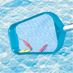 Kit de curatare piscina, PVC/metal, alb/albastru, 239 cm - Img 2