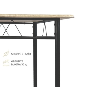 Kiwari Aika set masa + 4 scaune, MDF/metal, masa 110x70x75cm 9.4kg + scaune 36x44x82cm 2.9kg, inaltime sezut 45cm, capacitate masa 30kg/scaun 100kg, lemn deschis/negru - Verificat A · Re-Bloom - Img 5