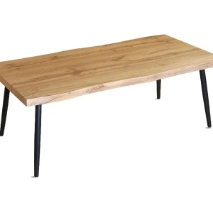 Kiwari Daro masuta de cafea MDF/metal, 120x60x45 cm, blat MDF finisaj stejar natural, cadru metal negru, design industrial, stejar/negru - Verificat A · Re-Bloom