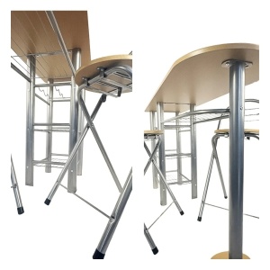 Kiwari Dion set masa + 2 scaune, MDF/metal, masa 120x40x78cm 14.2kg + scaune 37x47x78cm 2.65kg, capacitate masa 30kg/scaun 100kg, fag natural/negru - Verificat A · Re-Bloom - Img 2