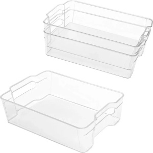 Kurtzy set 3 organizatoare frigider/bucatarie, plastic fara BPA transparent, 32.5x21x9 cm - Verificat A · Re-Bloom