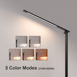 Lampa de birou Vansuny, cu port de incarcare USB, brat flexibil, 6 niveluri de luminozitate, negru, aluminiu, 35,5 x 34 cm - Img 7
