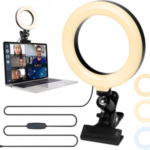 Lampa pentru videoconferinta Katomi, LED, incarcare USB, negru, 15,2 cm - Img 1