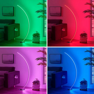 Lampadar Amaro, LED, RGB, metal/acril, alb/crom, 50 x 1,8 x 140 cm - Img 3