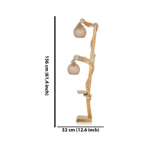 Lampadar FullHouse, 2 lumini, lemn/iuta, bej, 24 x 24 x 155 cm