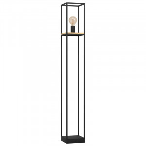 Lampadar Middaugh, metal/lemn, negru/natur, 128,5 x 18 x 18 cm