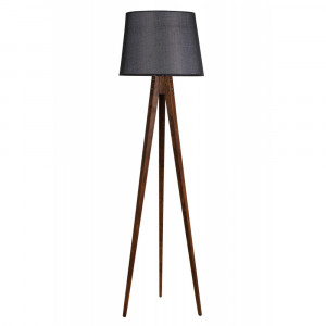 Lampadar Natalia, lemn masiv/textil, negru/maro inchis, 160 x 50 x 50 cm