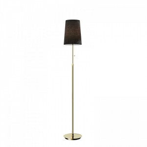 Lampadar Pordis, metal/tesatura, negru/alama, 25 x 164,5 cm