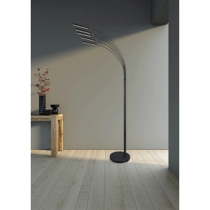 Lampadar Reed, 5 lumini, metal/polietilena, argintiu, 31 x 196 x 86 cm