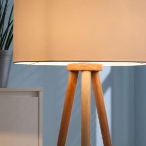 Lampadar Stabilo, lemn masiv/textil, alb/maro, 50 x 150 cm, 40w - Img 4
