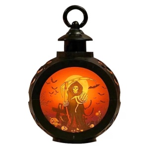 Lanterna cu LED cu lumina de noapte pentru Halloween XINNIAN, plastic, negru/portocaliu, 12 x 8,5 cm
