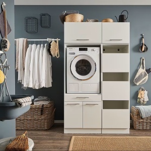 Laundreezy dulap suspendat baie 50x38x68 cm, 1 usa, PAL, reversibil, alb - Verificat A · Re-Bloom - Img 2