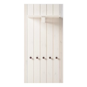 Lillehammer cuier perete panou 60x120x25 cm, 5 carlige, lemn masiv pin lacuit, pin alb - Verificat A · Re-Bloom - Img 3