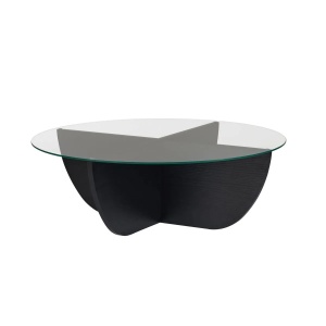Liya masuta de cafea 90x90x30 cm, blat sticla securizata 100%, cadru PAL 18mm melaminat, wood black - Verificat A · Re-Bloom
