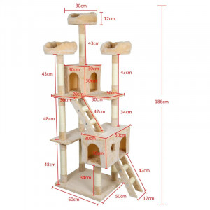 Loc de joaca pentru pisici Locklin, lemn fabricat/textil, bej, 186 x 60 x 50 cm