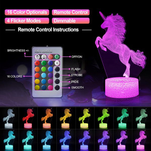 Lumina de noapte cu iluzie unicorn Nice Dream, plastic, roz, 3D - Img 6