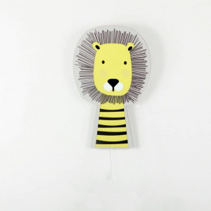 Lumina de perete pentru copii Generic, model leu, lemn/plastic, galben