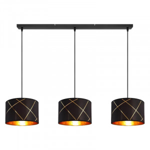 Lustra tip pendul Ardella, 3 lumini, metal. negru/auriu, 140 x 25 x 110 cm