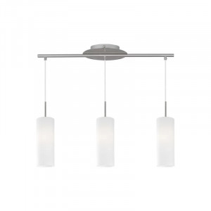 Lustra tip pendul Ardilla, 3 lumini, sticla/metal, alb, 72 x 110 cm