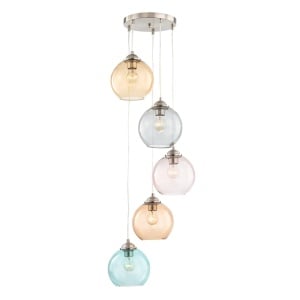 Lustra tip pendul Argol, 5 lumini, metal/sticla, multicolor, 30 x 150 cm