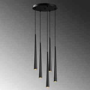 Lustra tip pendul Exton, 5 lumini, LED, metal, negru, 43 x 135 cm