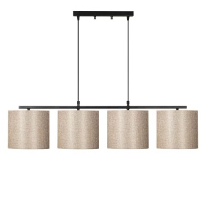 Lustra tip pendul Livonia, 4 lumini, metal/textil, crem/negru, 22 x 110 x 40-120 cm